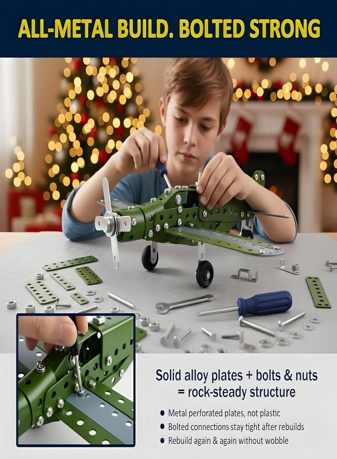 ROHSCE STEM Metal Airplane Building Kits for Kids Ages 8-16, 258 Pieces DIY Mechanical Engineering Construction Toys, Large Model Aircraft Project for Boys & Girls, Educational Science Plane Gift - Image 2